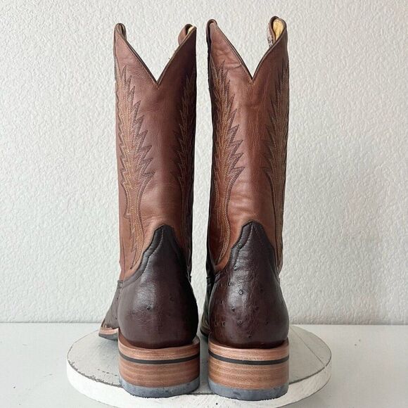 Rod Patrick Mens Cowboy Boots Size 12AA Brown Smooth Ostrich Western Square Toe - Picture 4 of 15
